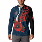 Carlton Blues ANZAC Personalised Button Sweatshirt Lest We Forget Poppy Camo