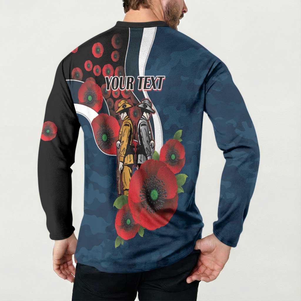 Carlton Blues ANZAC Personalised Button Sweatshirt Lest We Forget Poppy Camo