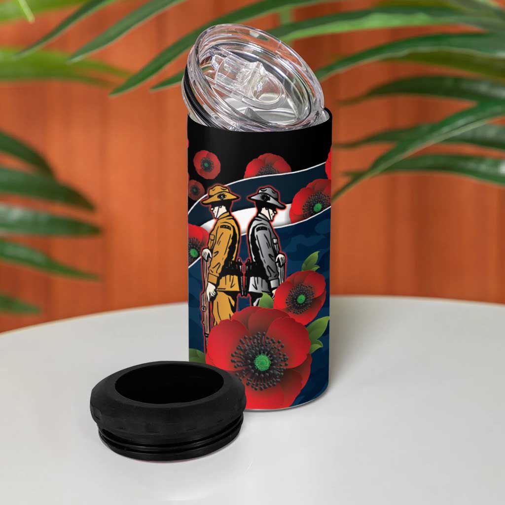 Carlton Blues ANZAC Personalised 4 in 1 Can Cooler Tumbler Lest We Forget Poppy Camo