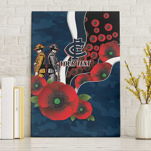 Carlton Blues ANZAC Personalised Canvas Wall Art Lest We Forget Poppy Camo