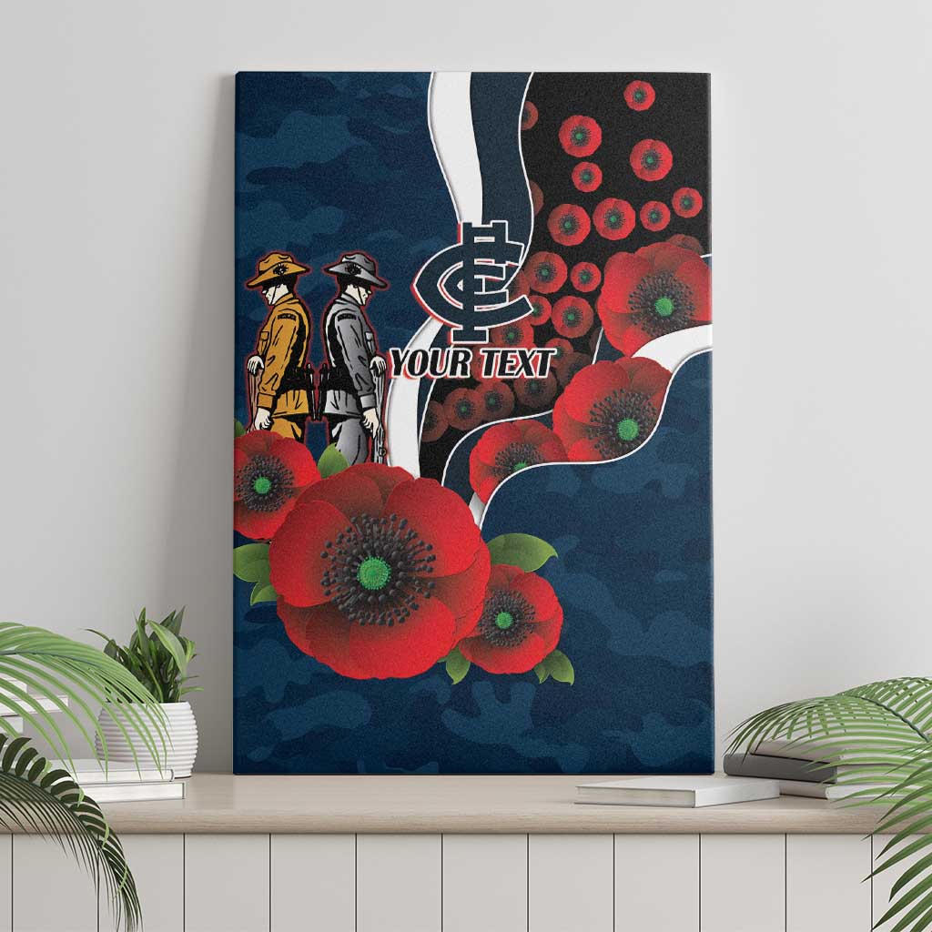Carlton Blues ANZAC Personalised Canvas Wall Art Lest We Forget Poppy Camo