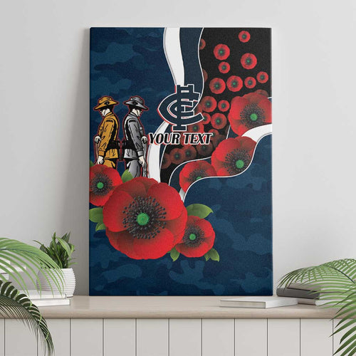 Carlton Blues ANZAC Personalised Canvas Wall Art Lest We Forget Poppy Camo
