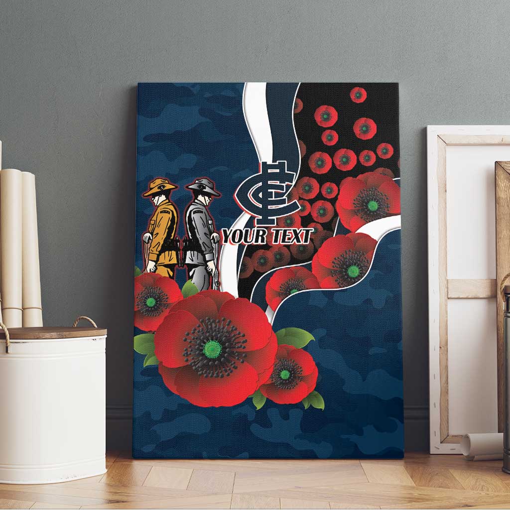 Carlton Blues ANZAC Personalised Canvas Wall Art Lest We Forget Poppy Camo