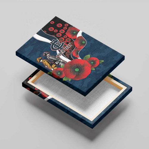 Carlton Blues ANZAC Personalised Canvas Wall Art Lest We Forget Poppy Camo