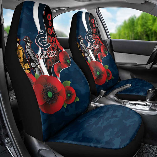Carlton Blues ANZAC Personalised Car Seat Cover Lest We Forget Poppy Camo