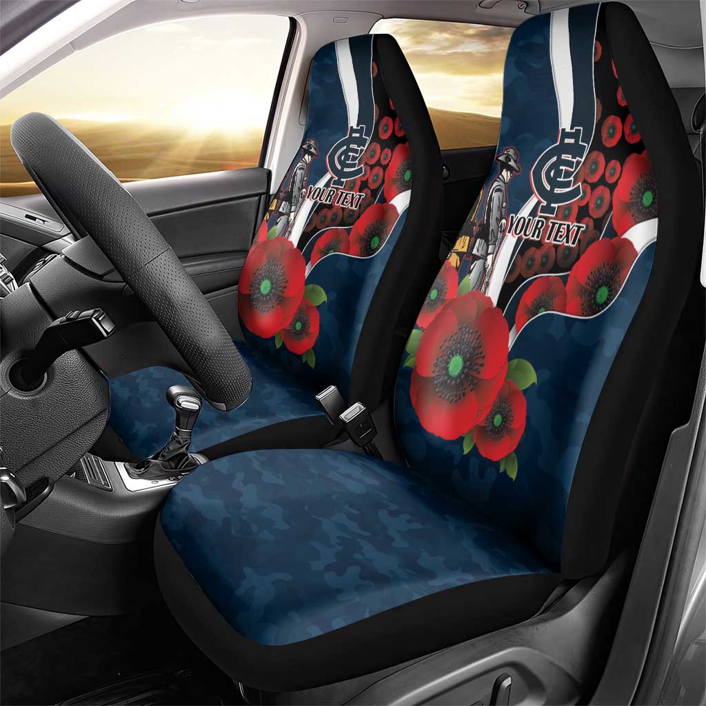Carlton Blues ANZAC Personalised Car Seat Cover Lest We Forget Poppy Camo