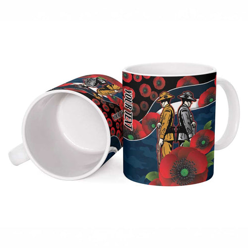 Carlton Blues ANZAC Personalised Ceramic Mug Lest We Forget Poppy Camo
