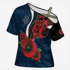 Carlton Blues ANZAC Personalised Cross Shoulder Shirt Lest We Forget Poppy Camo