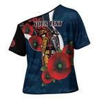 Carlton Blues ANZAC Personalised Cross Shoulder Shirt Lest We Forget Poppy Camo