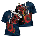 Carlton Blues ANZAC Personalised Cross Shoulder Shirt Lest We Forget Poppy Camo