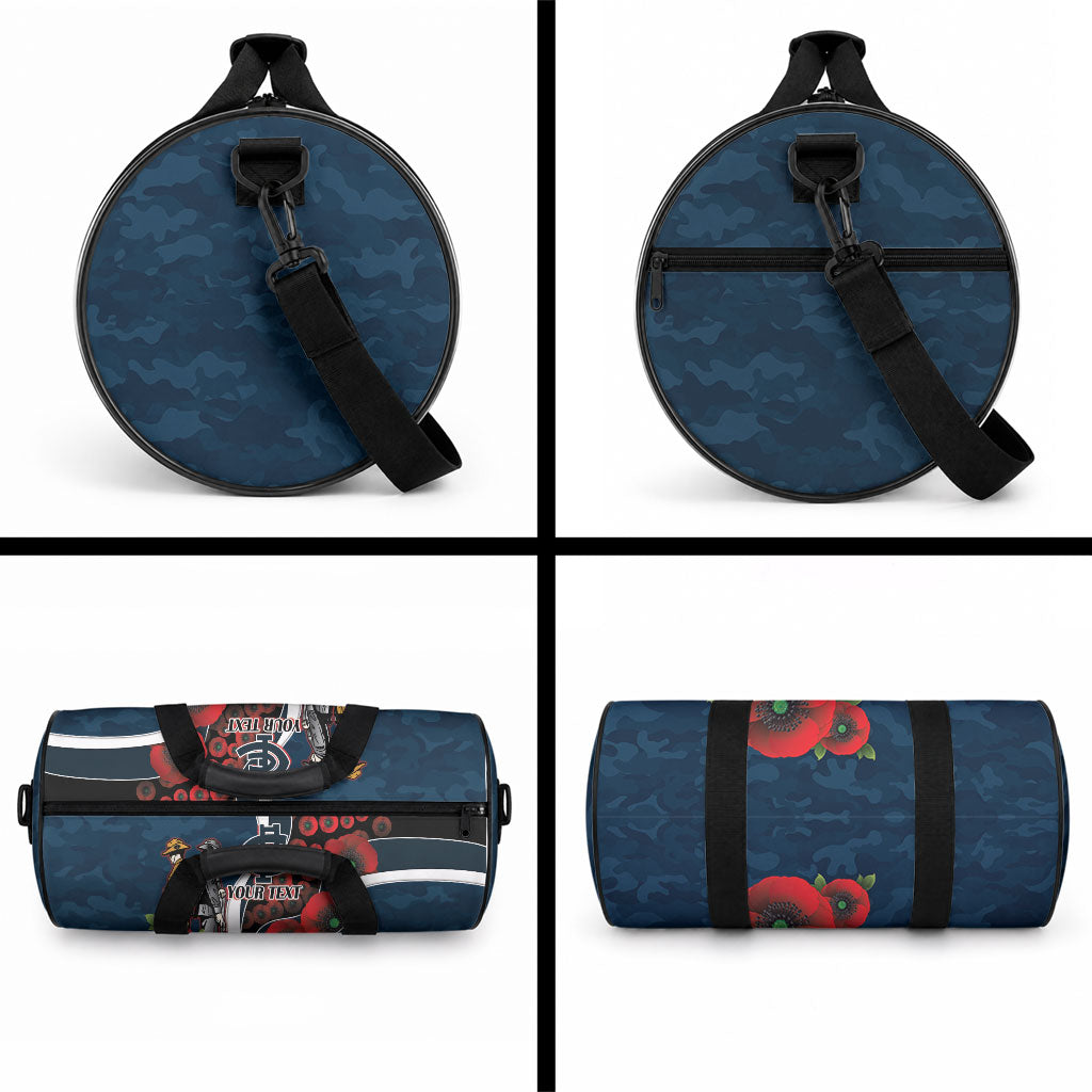 Carlton Blues ANZAC Personalised Duffle Bag Lest We Forget Poppy Camo