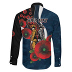 Carlton Blues ANZAC Personalised Family Matching Off Shoulder Maxi Dress and Hawaiian Shirt Lest We Forget Poppy Camo