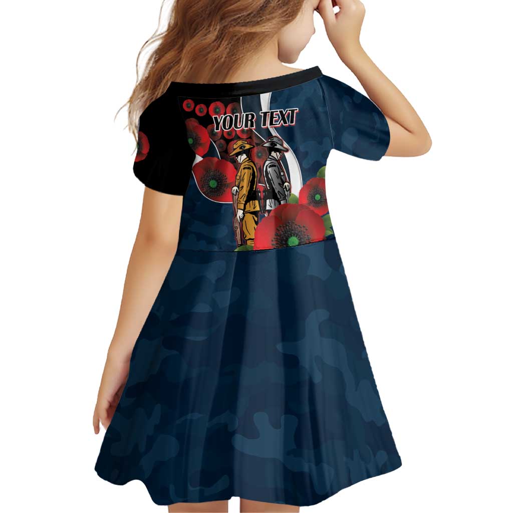 Carlton Blues ANZAC Personalised Family Matching Off Shoulder Short Dress and Hawaiian Shirt Lest We Forget Poppy Camo