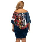 Carlton Blues ANZAC Personalised Family Matching Off Shoulder Short Dress and Hawaiian Shirt Lest We Forget Poppy Camo