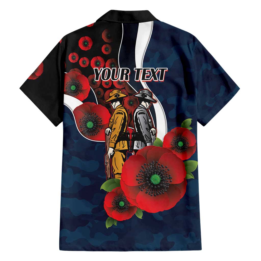 Carlton Blues ANZAC Personalised Family Matching Summer Maxi Dress and Hawaiian Shirt Lest We Forget Poppy Camo