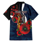Carlton Blues ANZAC Personalised Family Matching Summer Maxi Dress and Hawaiian Shirt Lest We Forget Poppy Camo
