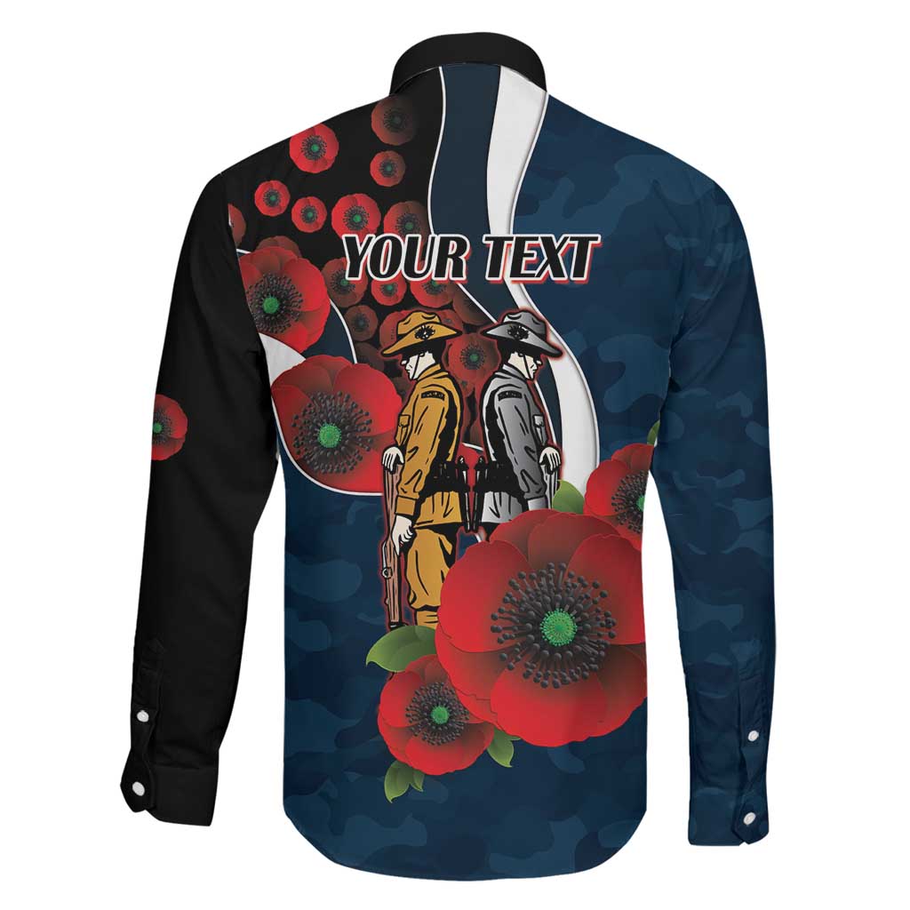 Carlton Blues ANZAC Personalised Family Matching Summer Maxi Dress and Hawaiian Shirt Lest We Forget Poppy Camo