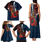 Carlton Blues ANZAC Personalised Family Matching Tank Maxi Dress and Hawaiian Shirt Lest We Forget Poppy Camo