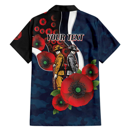 Carlton Blues ANZAC Personalised Family Matching Tank Maxi Dress and Hawaiian Shirt Lest We Forget Poppy Camo