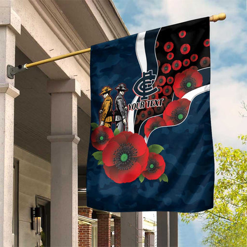 Carlton Blues ANZAC Personalised Garden Flag Lest We Forget Poppy Camo