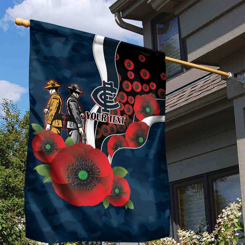 Carlton Blues ANZAC Personalised Garden Flag Lest We Forget Poppy Camo