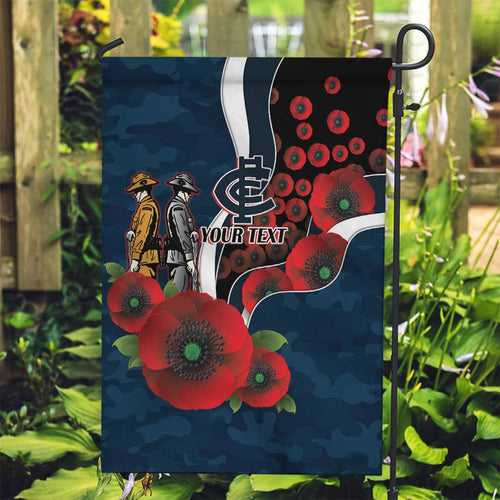 Carlton Blues ANZAC Personalised Garden Flag Lest We Forget Poppy Camo