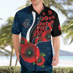 Carlton Blues ANZAC Personalised Hawaiian Shirt Lest We Forget Poppy Camo