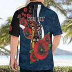 Carlton Blues ANZAC Personalised Hawaiian Shirt Lest We Forget Poppy Camo