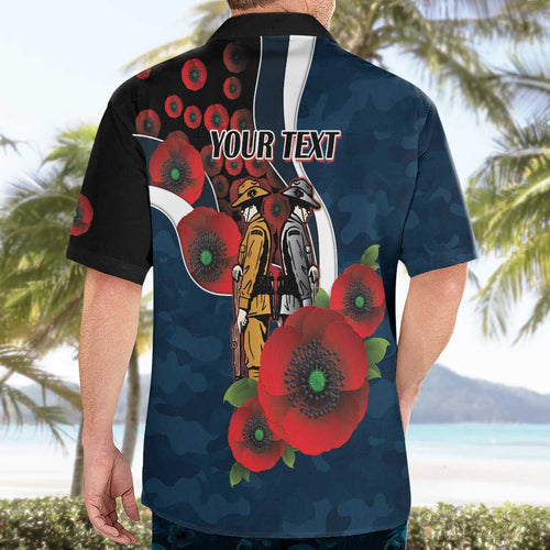 Carlton Blues ANZAC Personalised Hawaiian Shirt Lest We Forget Poppy Camo