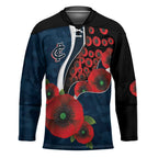 Carlton Blues ANZAC Personalised Hockey Jersey Lest We Forget Poppy Camo