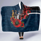 Carlton Blues ANZAC Personalised Hooded Blanket Lest We Forget Poppy Camo