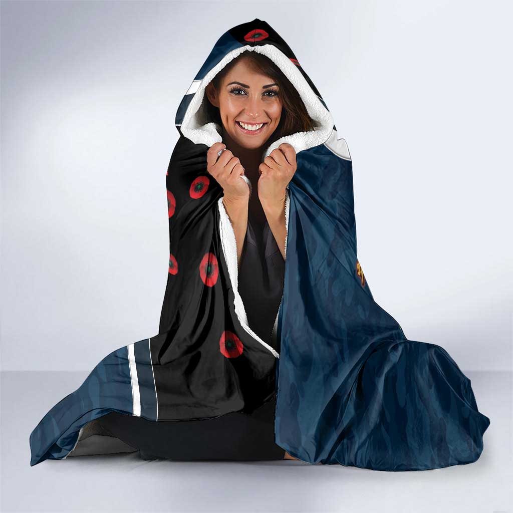 Carlton Blues ANZAC Personalised Hooded Blanket Lest We Forget Poppy Camo