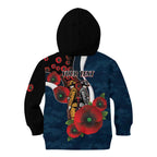 Carlton Blues ANZAC Personalised Kid Hoodie Lest We Forget Poppy Camo