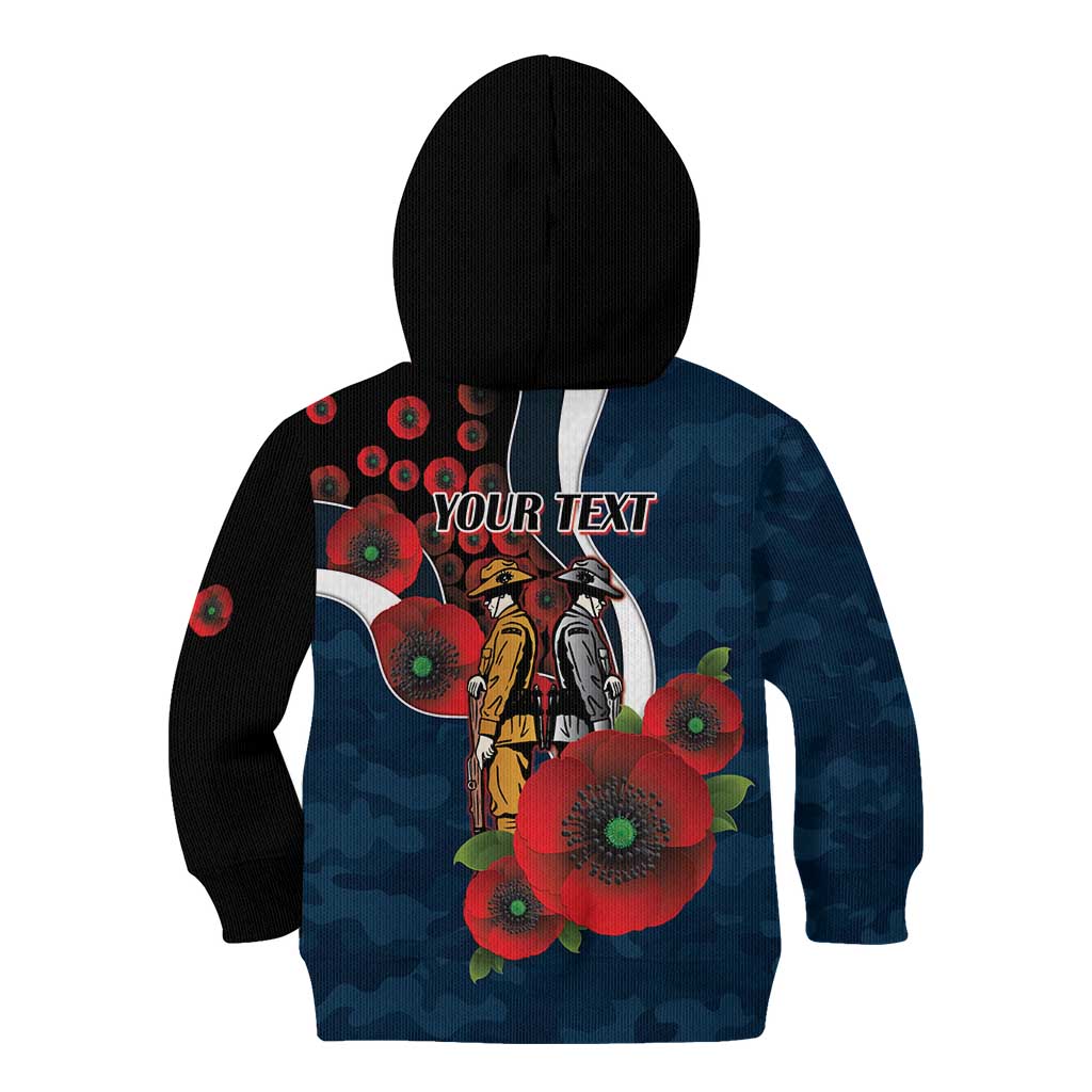Carlton Blues ANZAC Personalised Kid Hoodie Lest We Forget Poppy Camo