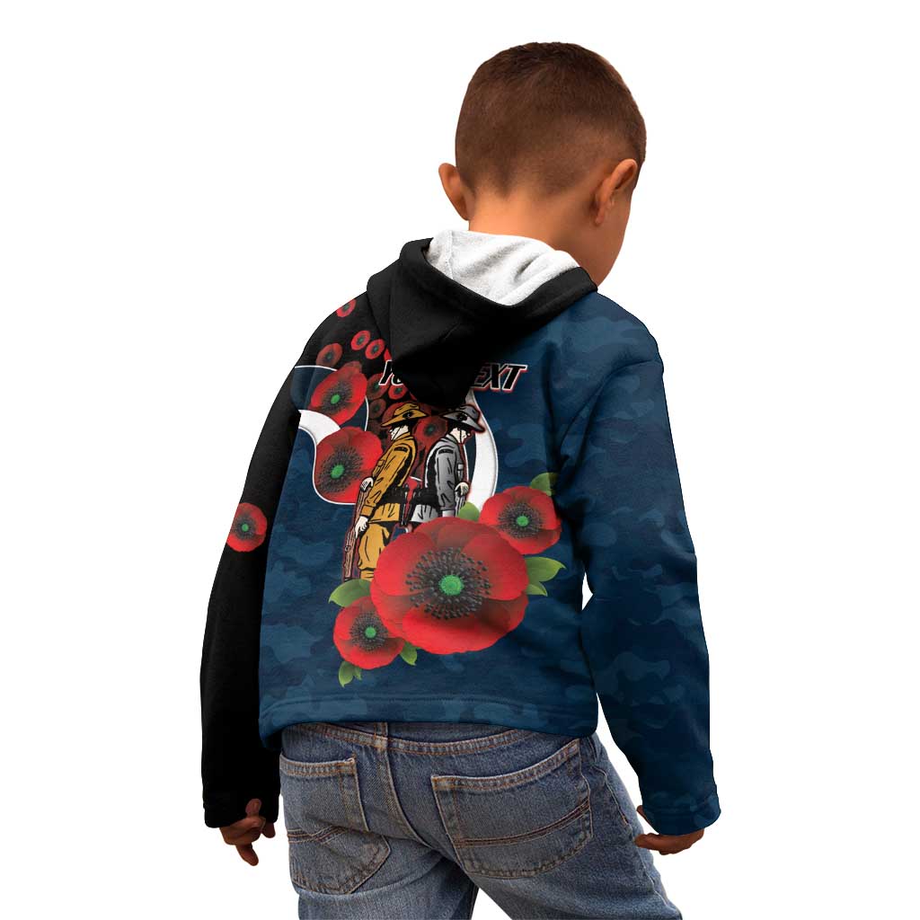 Carlton Blues ANZAC Personalised Kid Hoodie Lest We Forget Poppy Camo