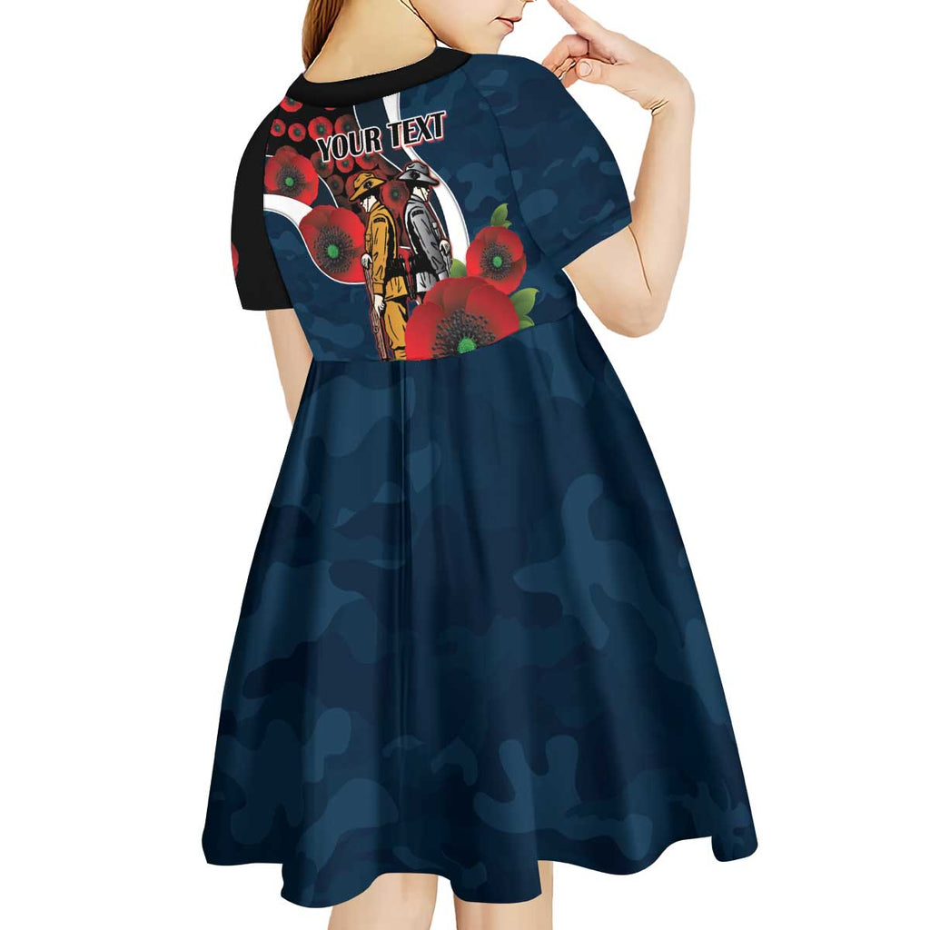 Carlton Blues ANZAC Personalised Kid Short Sleeve Dress Lest We Forget Poppy Camo