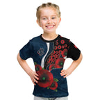 Carlton Blues ANZAC Personalised Kid T Shirt Lest We Forget Poppy Camo