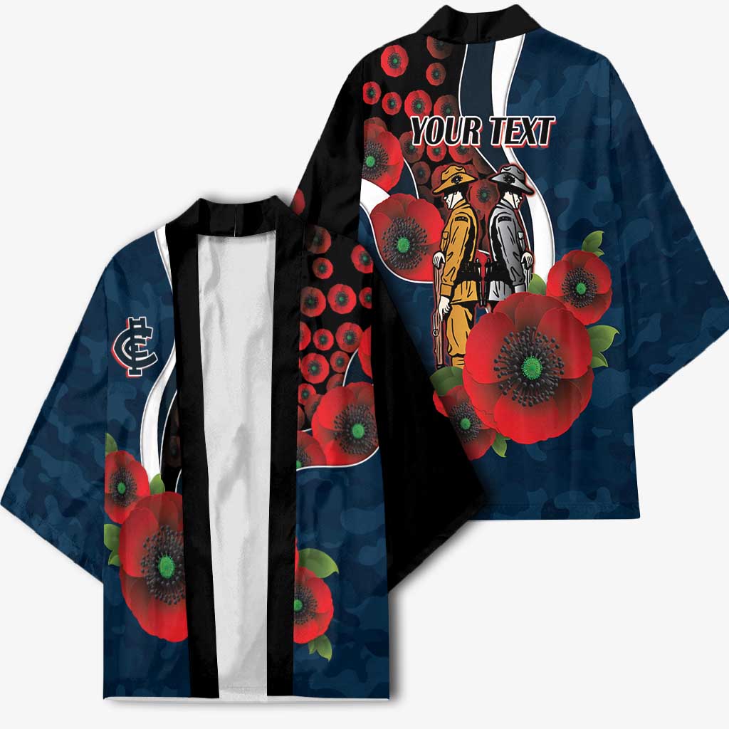 Carlton Blues ANZAC Personalised Kimono Lest We Forget Poppy Camo