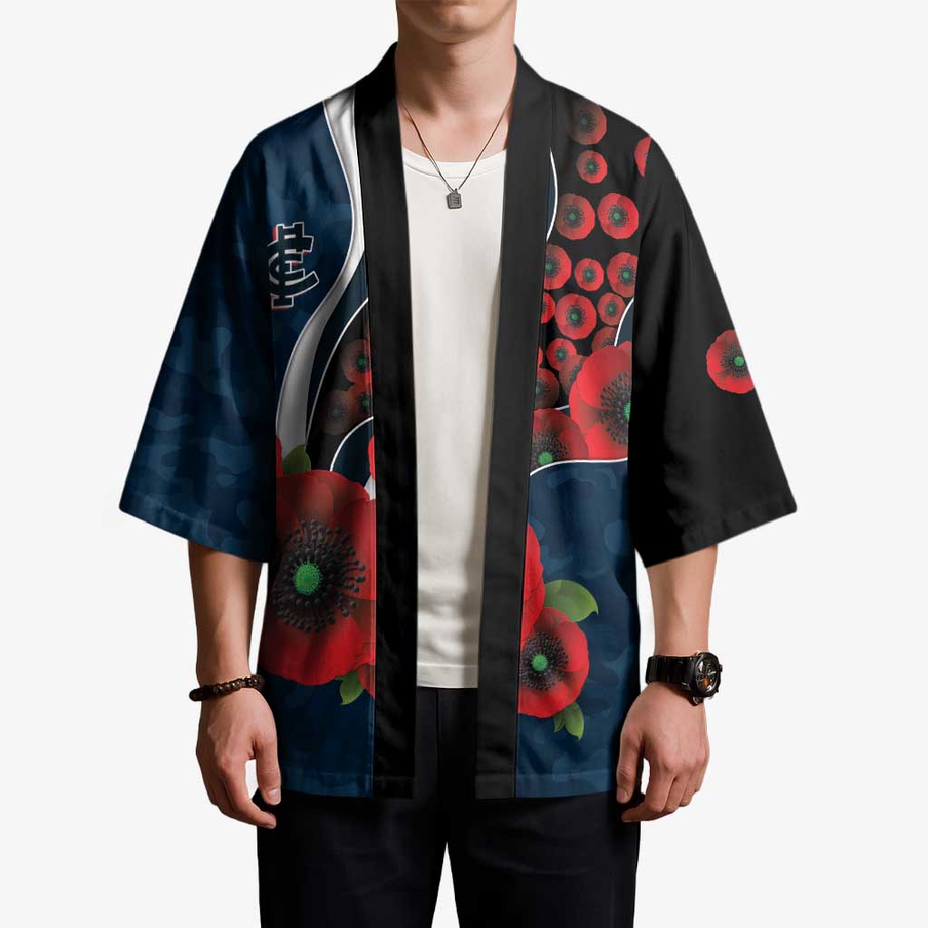 Carlton Blues ANZAC Personalised Kimono Lest We Forget Poppy Camo