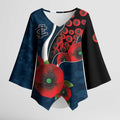 Carlton Blues ANZAC Personalised Kimono Sleeve Blouse Lest We Forget Poppy Camo
