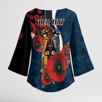 Carlton Blues ANZAC Personalised Kimono Sleeve Blouse Lest We Forget Poppy Camo