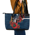 Carlton Blues ANZAC Personalised Leather Tote Bag Lest We Forget Poppy Camo