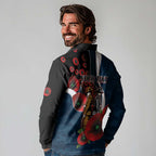 Carlton Blues ANZAC Personalised Long Sleeve Polo Shirt Lest We Forget Poppy Camo