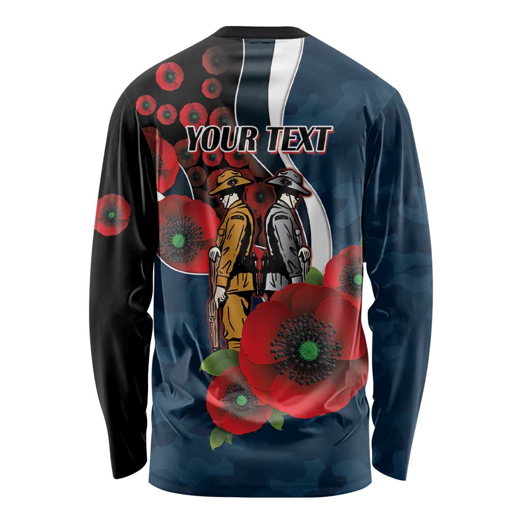 Carlton Blues ANZAC Personalised Long Sleeve Shirt Lest We Forget Poppy Camo