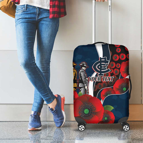 Carlton Blues ANZAC Personalised Luggage Cover Lest We Forget Poppy Camo