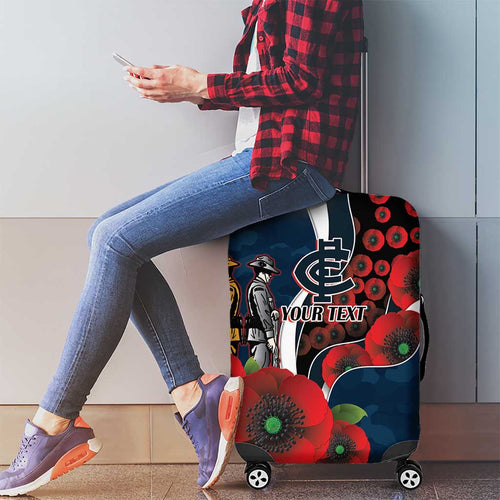 Carlton Blues ANZAC Personalised Luggage Cover Lest We Forget Poppy Camo