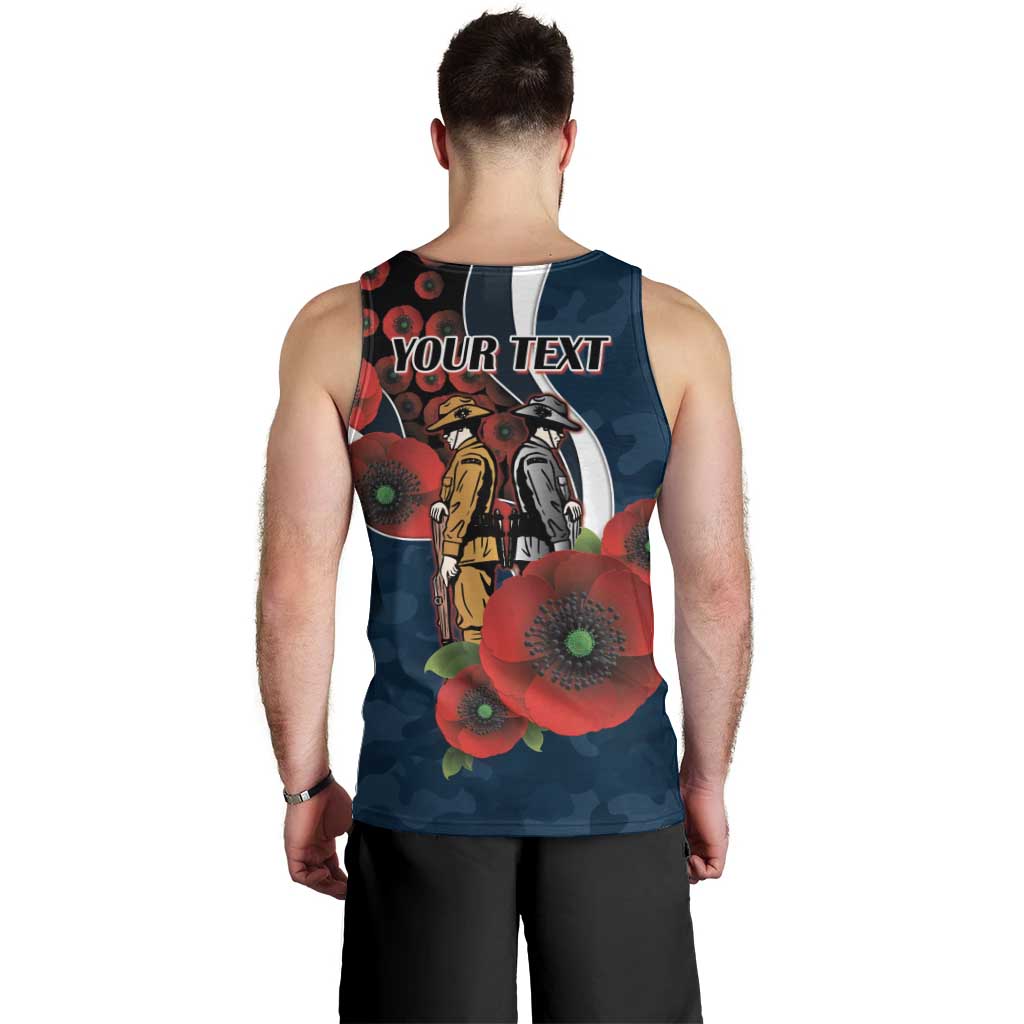 Carlton Blues ANZAC Personalised Men Tank Top Lest We Forget Poppy Camo