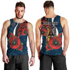 Carlton Blues ANZAC Personalised Men Tank Top Lest We Forget Poppy Camo