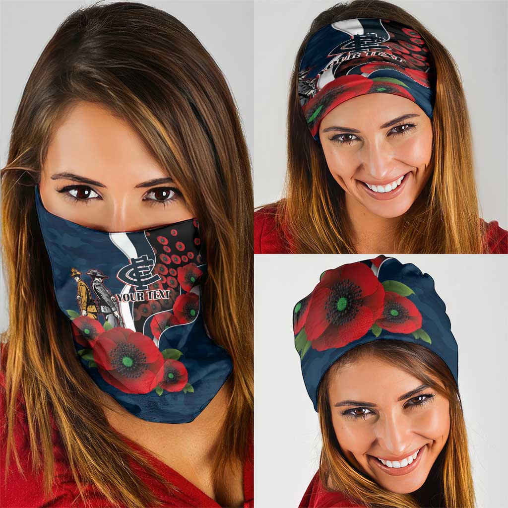 Carlton Blues ANZAC Personalised Neck Gaiter Lest We Forget Poppy Camo
