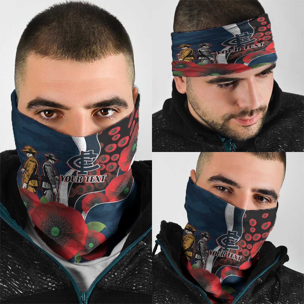 Carlton Blues ANZAC Personalised Neck Gaiter Lest We Forget Poppy Camo